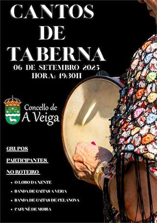 Fechas, información, programa, cartel, imágenes, mapa y ubicación de Cantos de Taberna  en  Veiga