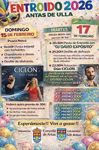 Fechas, información, programa, cartel, imágenes, mapa y ubicación de Carnaval (2026) en Antas de Ulla