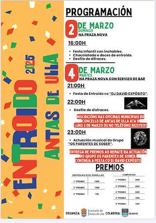 Fechas, información, programa, cartel, imágenes, mapa y ubicación de Carnaval  en  Antas de Ulla
