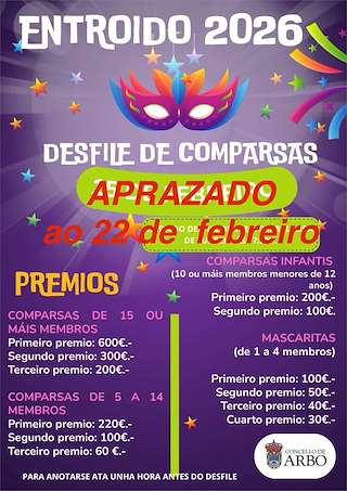 Fechas, información, programa, cartel, imágenes, mapa y ubicación de Carnaval (2026) en Arbo