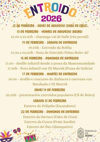 Fechas, información, programa, cartel, imágenes, mapa y ubicación de Carnaval (2026) en Boiro