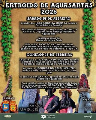 Fechas, información, programa, cartel, imágenes, mapa y ubicación de Carnaval de Aguasantas  (2026) en Cerdedo-Cotobade