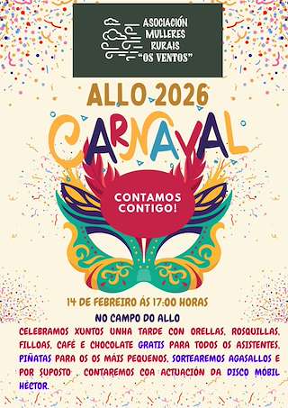 Fechas, información, programa, cartel, imágenes, mapa y ubicación de Carnaval de Allo  (2026)  en  Camariñas