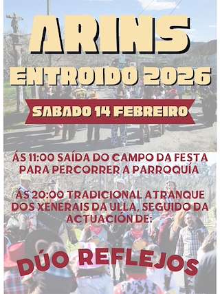 Fechas, información, programa, cartel, imágenes, mapa y ubicación de Carnaval de Arins (2026) en Santiago de Compostela