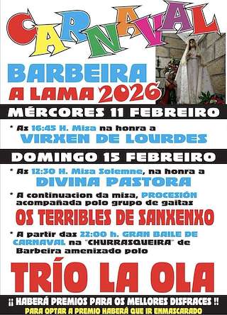 Fechas, información, programa, cartel, imágenes, mapa y ubicación de Carnaval de Barbeira de Arriba (2026)  en  A Lama