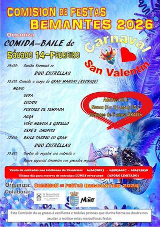 Fechas, información, programa, cartel, imágenes, mapa y ubicación de Carnaval de Bemantes (2026) en Miño