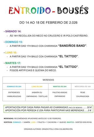 Fechas, información, programa, cartel, imágenes, mapa y ubicación de Carnaval de Bousés (2026) en Oímbra