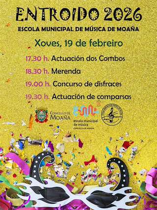 Fechas, información, programa, cartel, imágenes, mapa y ubicación de Carnaval de la Escuela de Música (2026)  en  Moaña