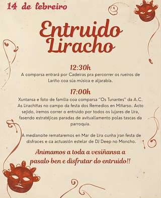 Fechas, información, programa, cartel, imágenes, mapa y ubicación de Carnaval de Lira (2026) en Carnota