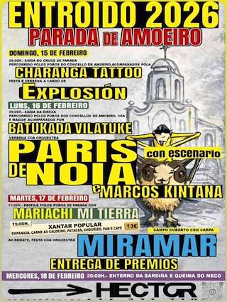 Fechas, información, programa, cartel, imágenes, mapa y ubicación de Carnaval de Parada (2026) en Amoeiro