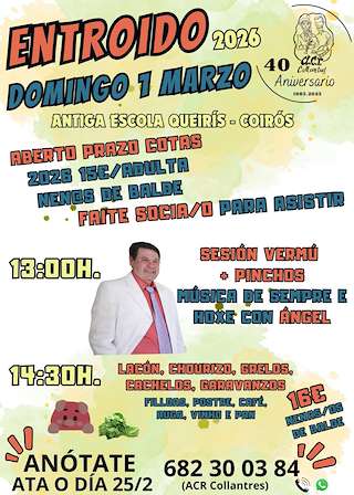 Fechas, información, programa, cartel, imágenes, mapa y ubicación de Carnaval de Queirís (2026)  en  Coirós