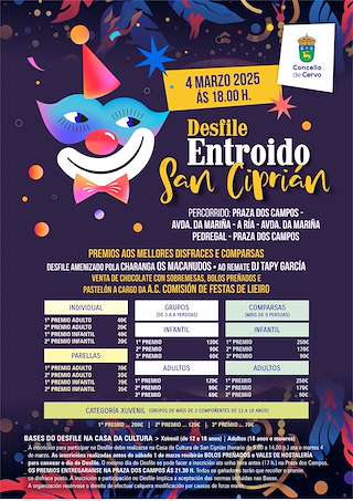 Fechas, información, programa, cartel, imágenes, mapa y ubicación de Carnaval de San Ciprián  en  Cervo