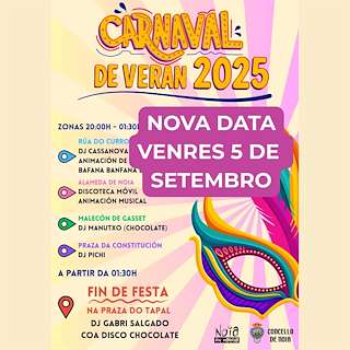 Fechas, información, programa, cartel, imágenes, mapa y ubicación de Carnaval de Verán  en  Noia