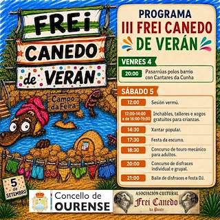 Fechas, información, programa, cartel, imágenes, mapa y ubicación de Carnaval de Verano de Frei Canedo da Ponte  (2026) en Ourense
