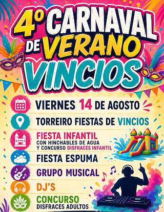 Fechas, información, programa, cartel, imágenes, mapa y ubicación de IV Carnaval de Verano de Vincios (2026) en Gondomar