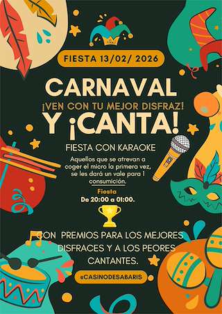 Fechas, información, programa, cartel, imágenes, mapa y ubicación de Carnaval del Casino de Sabarís (2026) en Baiona