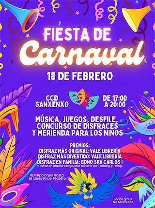 Fechas, información, programa, cartel, imágenes, mapa y ubicación de Carnaval del CCD Sanxenxo (2026)