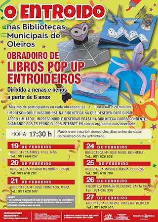 Fechas, información, programa, cartel, imágenes, mapa y ubicación de Carnaval en las Bibliotecas Municipales  en  Oleiros