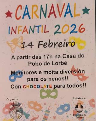 Fechas, información, programa, cartel, imágenes, mapa y ubicación de Carnaval Infantil de Lorbé (2026) en Oleiros