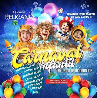 Fechas, información, programa, cartel, imágenes, mapa y ubicación de Carnaval Infantil de Pelícano  en  A Coruña