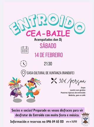Fechas, información, programa, cartel, imágenes, mapa y ubicación de Carnaval y Cena-Baile de Randufe (2026)  en  Tui