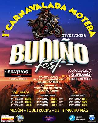 Fechas, información, programa, cartel, imágenes, mapa y ubicación de I Carnavalada Motera de Budiño  (2026)  en  Salceda de Caselas