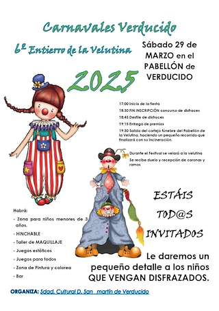 Fechas, información, programa, cartel, imágenes, mapa y ubicación de Carnavales de Verducido - VI Entierro de la Velutina  en  Pontevedra