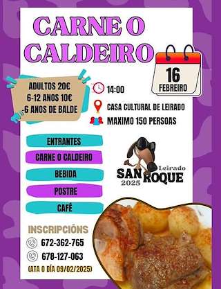 Fechas, información, programa, cartel, imágenes, mapa y ubicación de Carne o Caldeiro de Leirado  en  Salvaterra do Miño