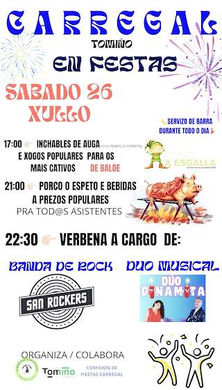 Fechas, información, programa, cartel, imágenes, mapa y ubicación de Carregal en Festas  en  Tomiño