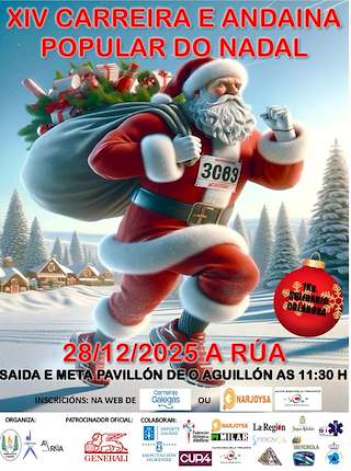 Fechas, información, programa, cartel, imágenes, mapa y ubicación de XIV Carrera y Andaina Popular de Navidad (2025) en A Rúa