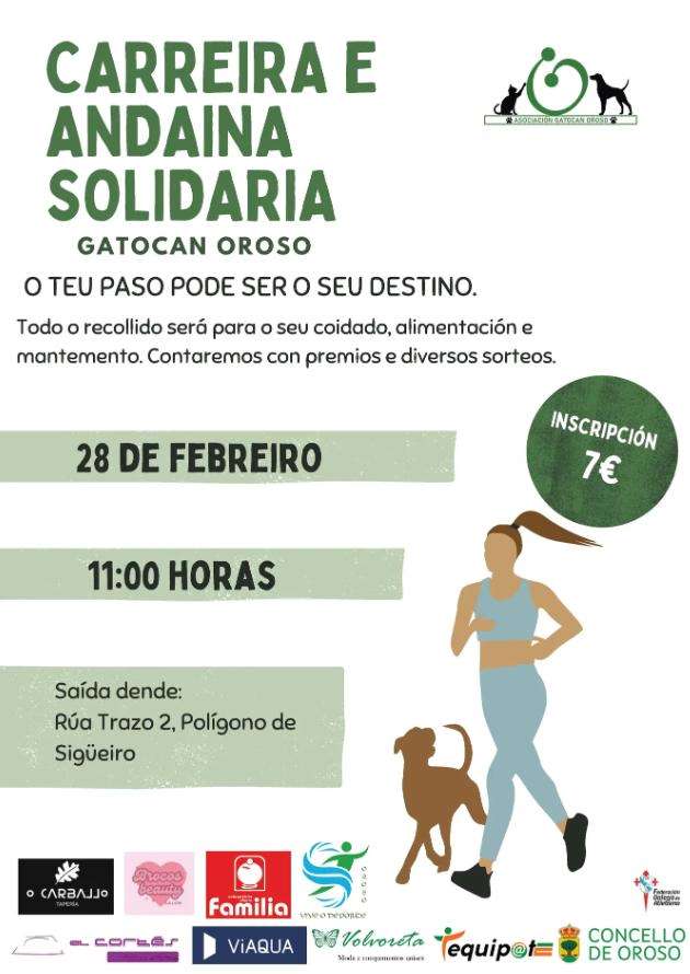 Carreira e Andaina Solidaria Gatocan en Oroso