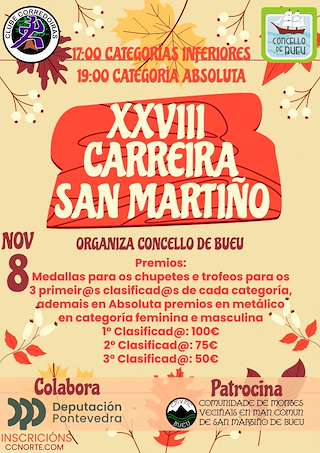 Fechas, información, programa, cartel, imágenes, mapa y ubicación de XXVIII Carreira Pedestre de San Martiño (2025)  en  Bueu