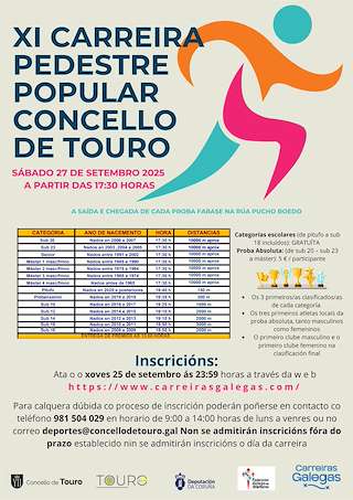 Fechas, información, programa, cartel, imágenes, mapa y ubicación de XI Carreira Pedestre Popular  en  Touro
