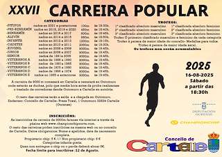 Fechas, información, programa, cartel, imágenes, mapa y ubicación de XXVII Carreira Popular   en  Cartelle