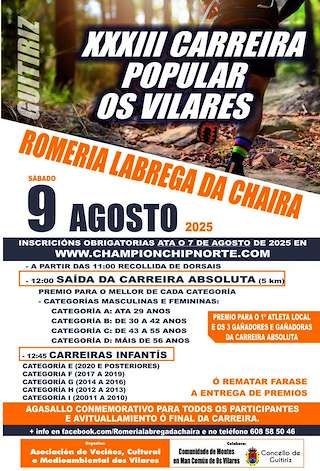 Fechas, información, programa, cartel, imágenes, mapa y ubicación de XXXIII Carreira Popular de Os Vilares  en  Guitiriz