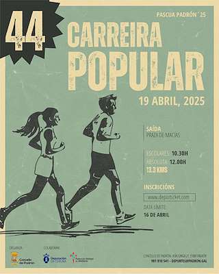 Fechas, información, programa, cartel, imágenes, mapa y ubicación de XLIV Carreira Popular de Pascua  en  Padrón