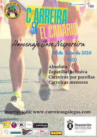 Fechas, información, programa, cartel, imágenes, mapa y ubicación de VI Carrera 5K El Canario (2026) en Ribeira