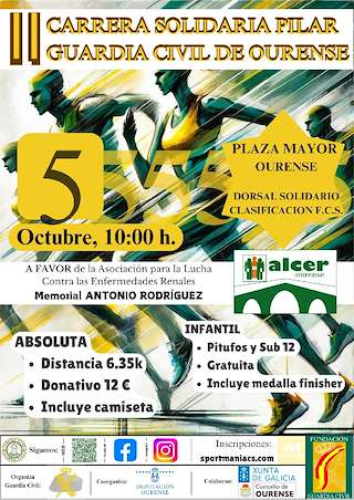 Fechas, información, programa, cartel, imágenes, mapa y ubicación de II Carrera Solidaria del Pilar Guardia Civil (2025)  en  Ourense