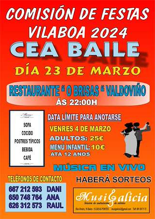 Festa Xuntanza da Comisión de Festas de Vilaboa (2026) en Valdoviño