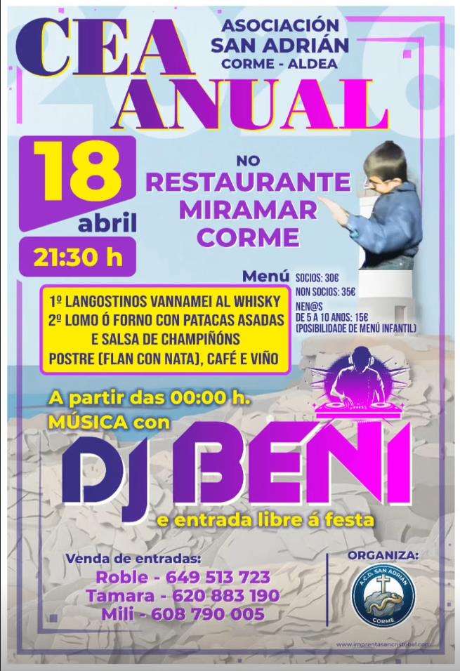 Cea Anual da Asociación San Adrián de Corme Aldea (2026) en Ponteceso