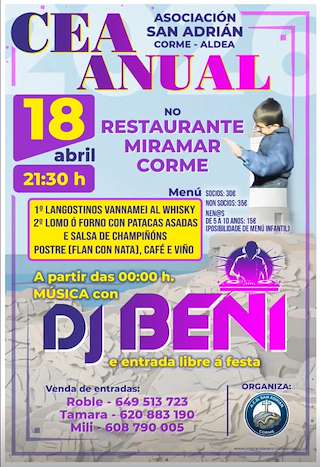 Fechas, información, programa, cartel, imágenes, mapa y ubicación de Cea Anual da Asociación San Adrián de Corme Aldea (2026)  en  Ponteceso