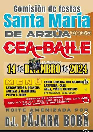 Fechas, información, programa, cartel, imágenes, mapa y ubicación de Cea - Baile da Comisión de Festas de Santa María  en  Arzúa
