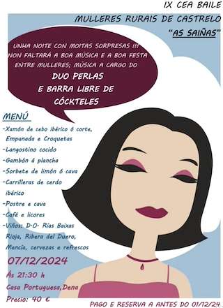 Fechas, información, programa, cartel, imágenes, mapa y ubicación de X Cea Baile das Mulleres Rurais de Castrelo (2025)  en  Cambados