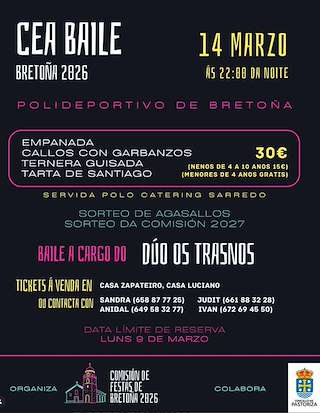 Fechas, información, programa, cartel, imágenes, mapa y ubicación de Cea Baile de Bretoña (2026)  en  A Pastoriza