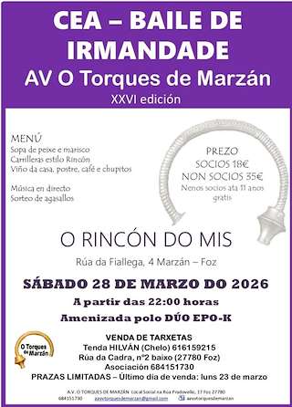 Fechas, información, programa, cartel, imágenes, mapa y ubicación de Cea Baile de Irmandade de Marzán (2026)  en  Foz