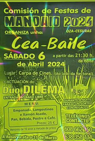 Fechas, información, programa, cartel, imágenes, mapa y ubicación de Cea Baile de Mandaio  en  Oza Cesuras