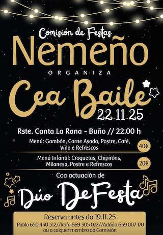 Fechas, información, programa, cartel, imágenes, mapa y ubicación de Cea - Baile de Nemeño (2025) en Ponteceso