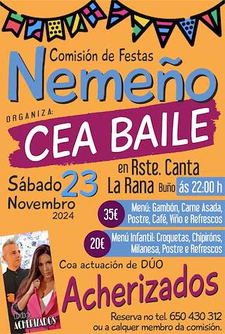 Fechas, información, programa, cartel, imágenes, mapa y ubicación de Cea - Baile de Nemeño (2025)  en  Ponteceso