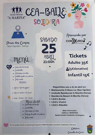 Fechas, información, programa, cartel, imágenes, mapa y ubicación de Cea - Baile Solidaria (2026)  en  Cervo