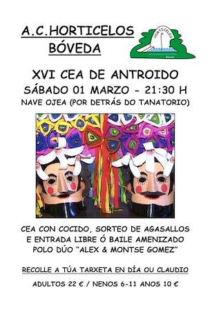 Fechas, información, programa, cartel, imágenes, mapa y ubicación de XVI Cea de Antroido  en  Bóveda